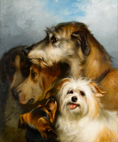 Ein Wolfshund und sportliche Begleiter, 1863 von Thomas Earl